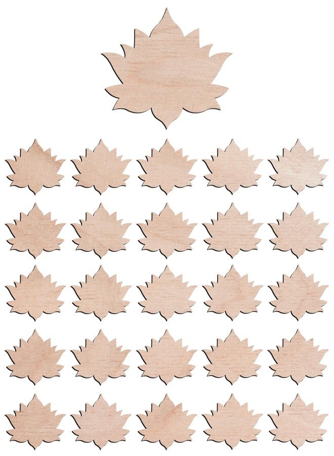 Haoser 3mm Wooden Cutouts for Scrapbooking Arts Crafts DIY Decoration, Pack of 25 Lotus Cutouts for Craft Project (Birch Ply -2 Inch) - Image 1
